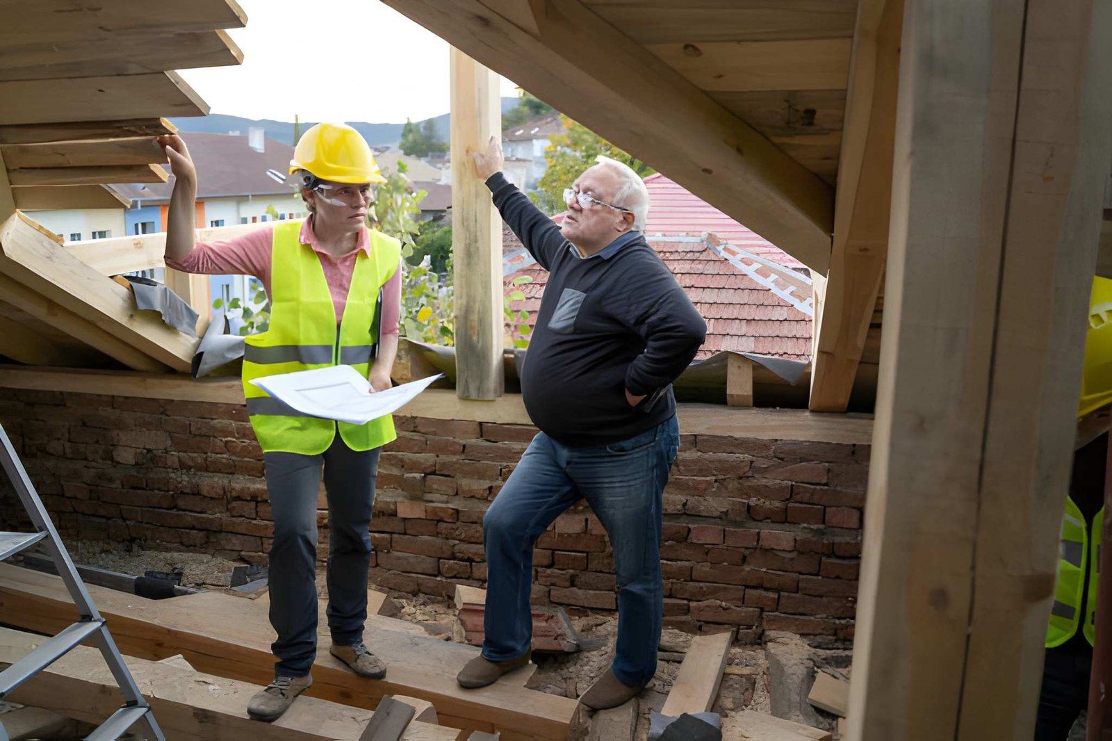 Miller Construction walking a client through a project on site